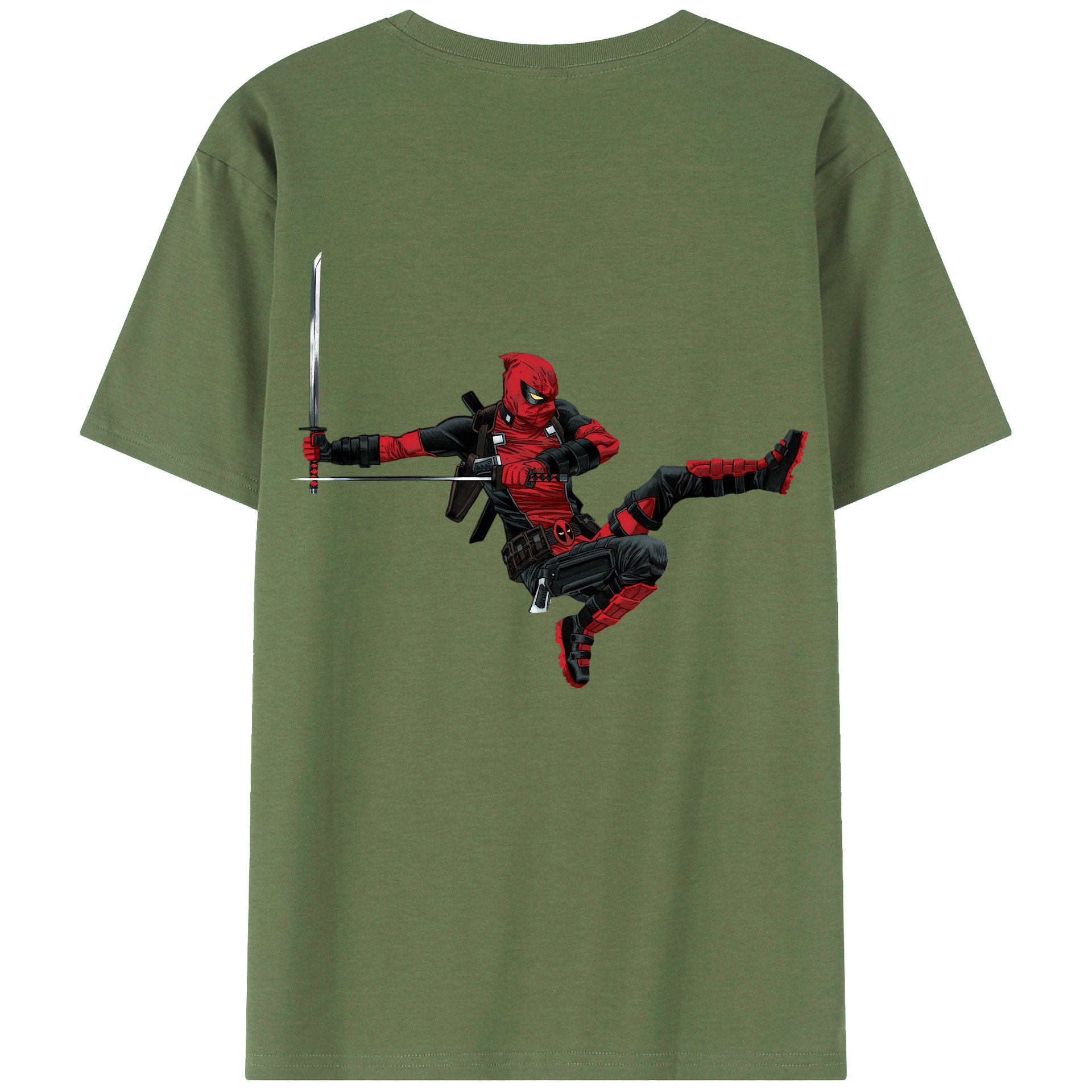 （画像用） Deadpool デッドプール 綿100％ メンズ半袖Tシャツ（バックプリント） 通気性